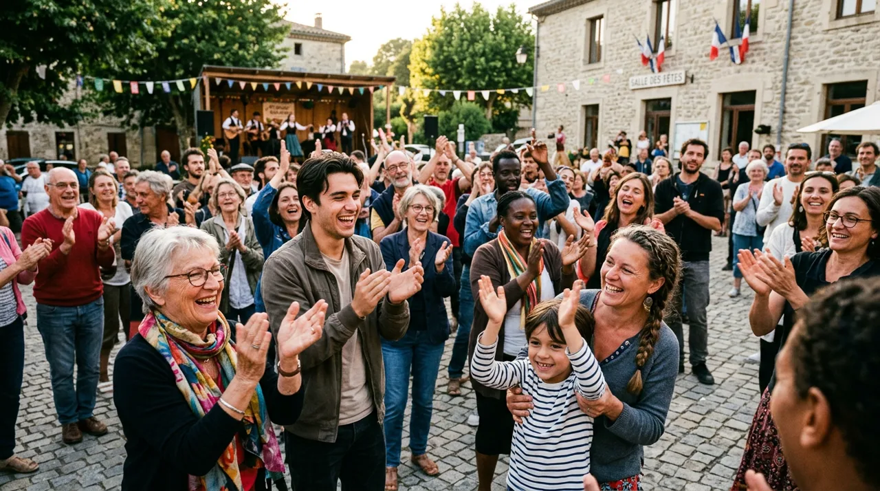 Résidents locaux réunis lors d'un forum musical citoyen solidaire